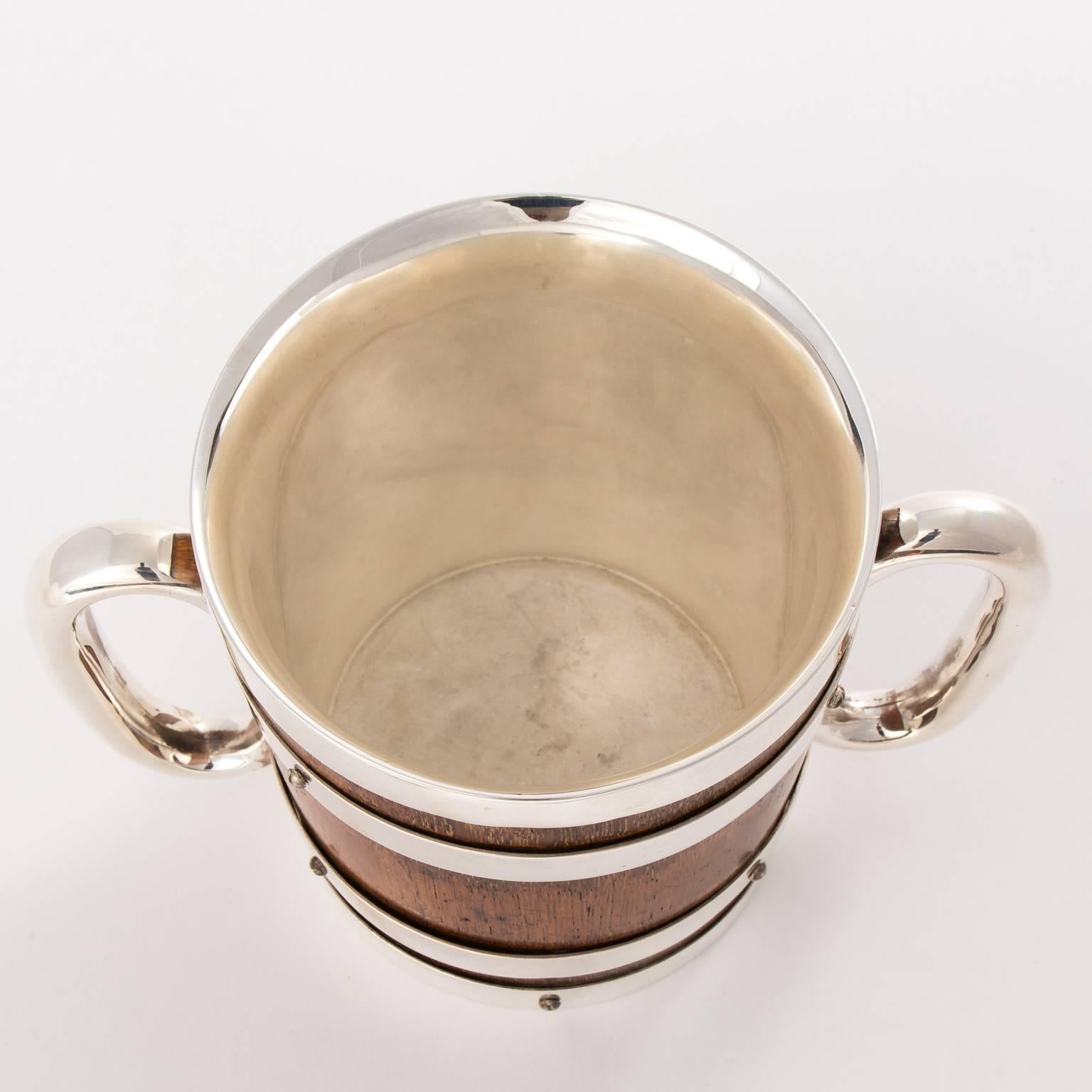 Edwardian Oak and Silver Plated Ice Pail 1