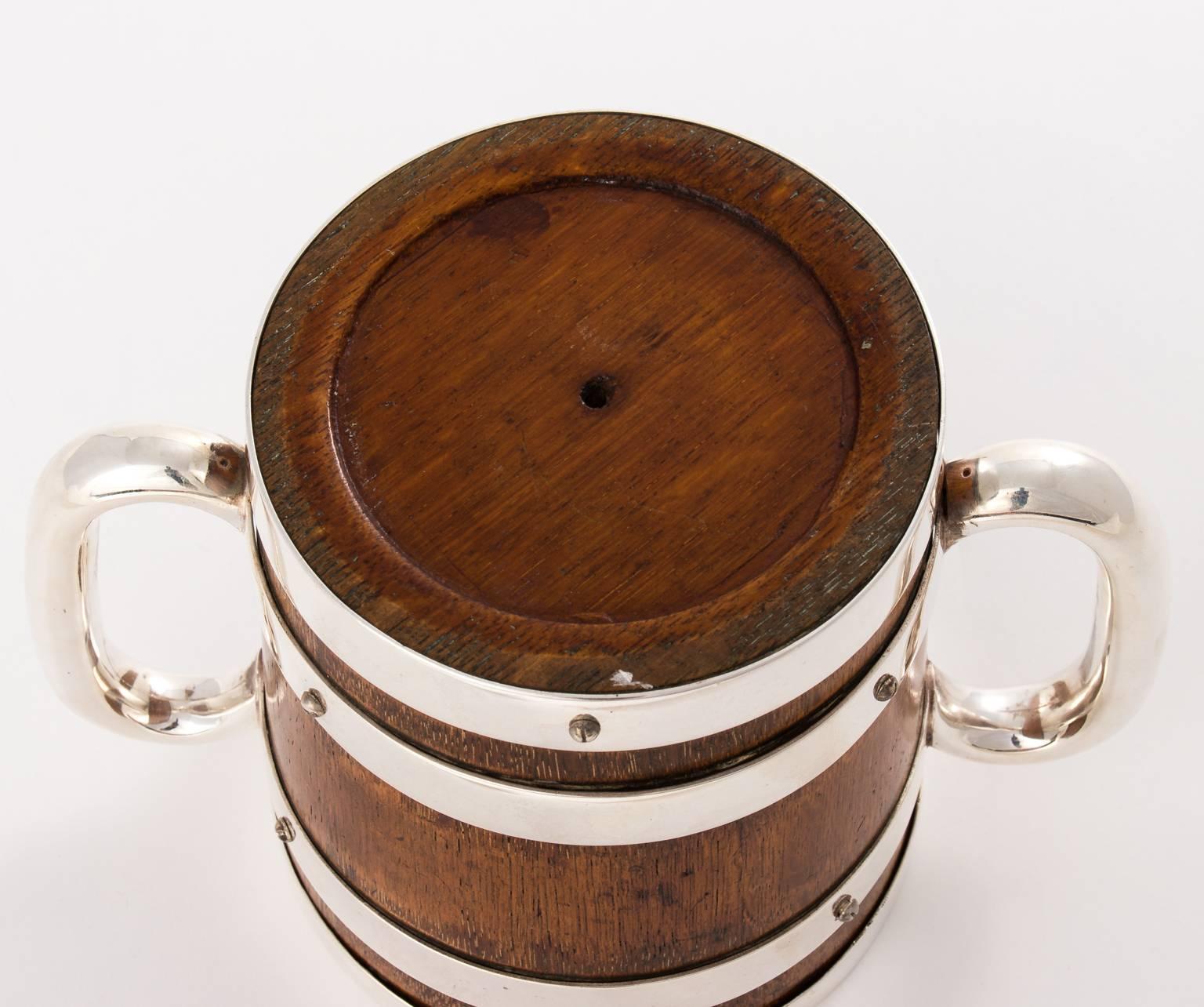20th Century Edwardian Oak and Silver Plated Ice Pail