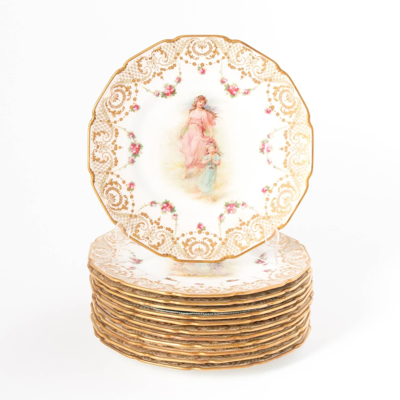 Porcelain Set of Decorative Service Plates For Sale