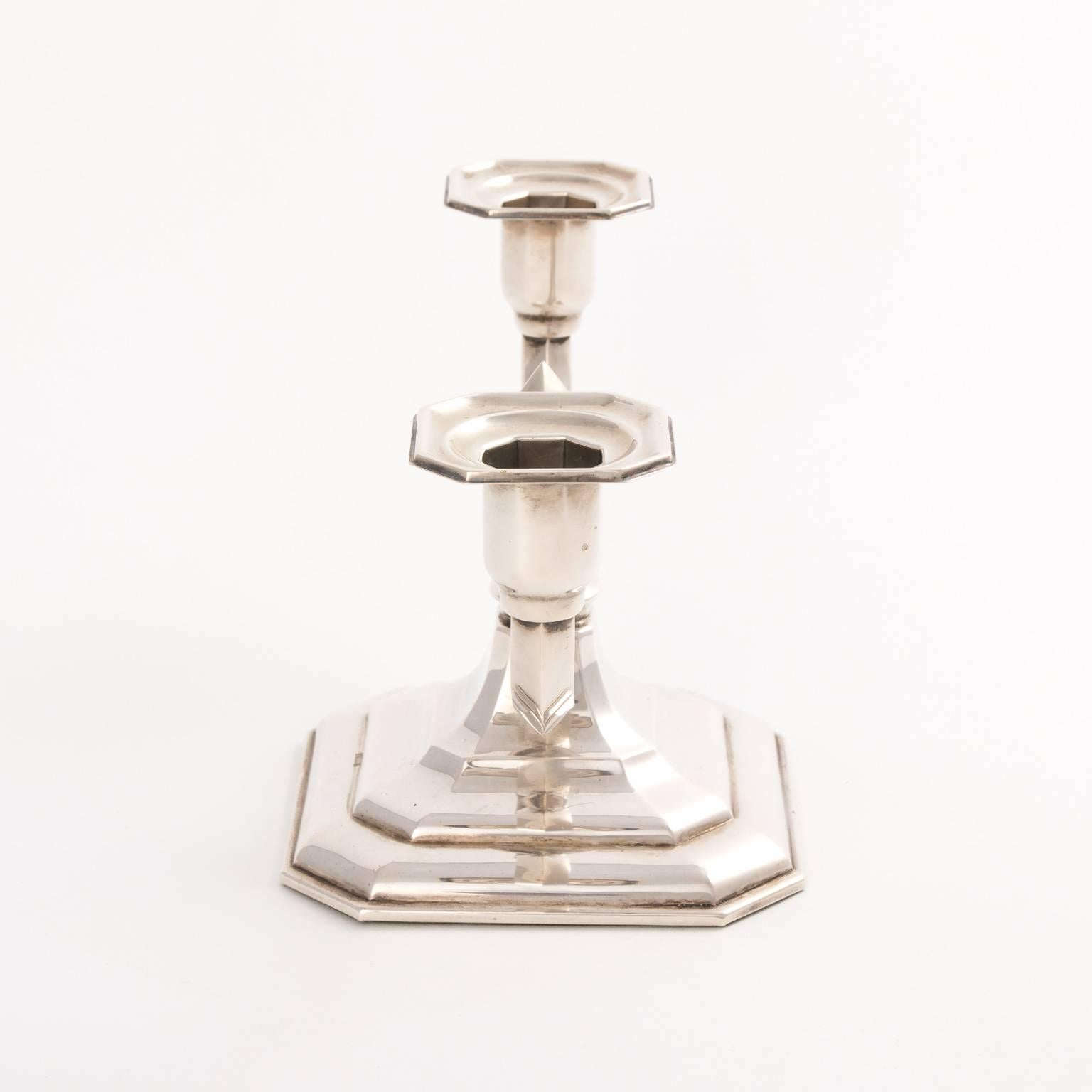 20th Century Art Deco Silver Candlesticks