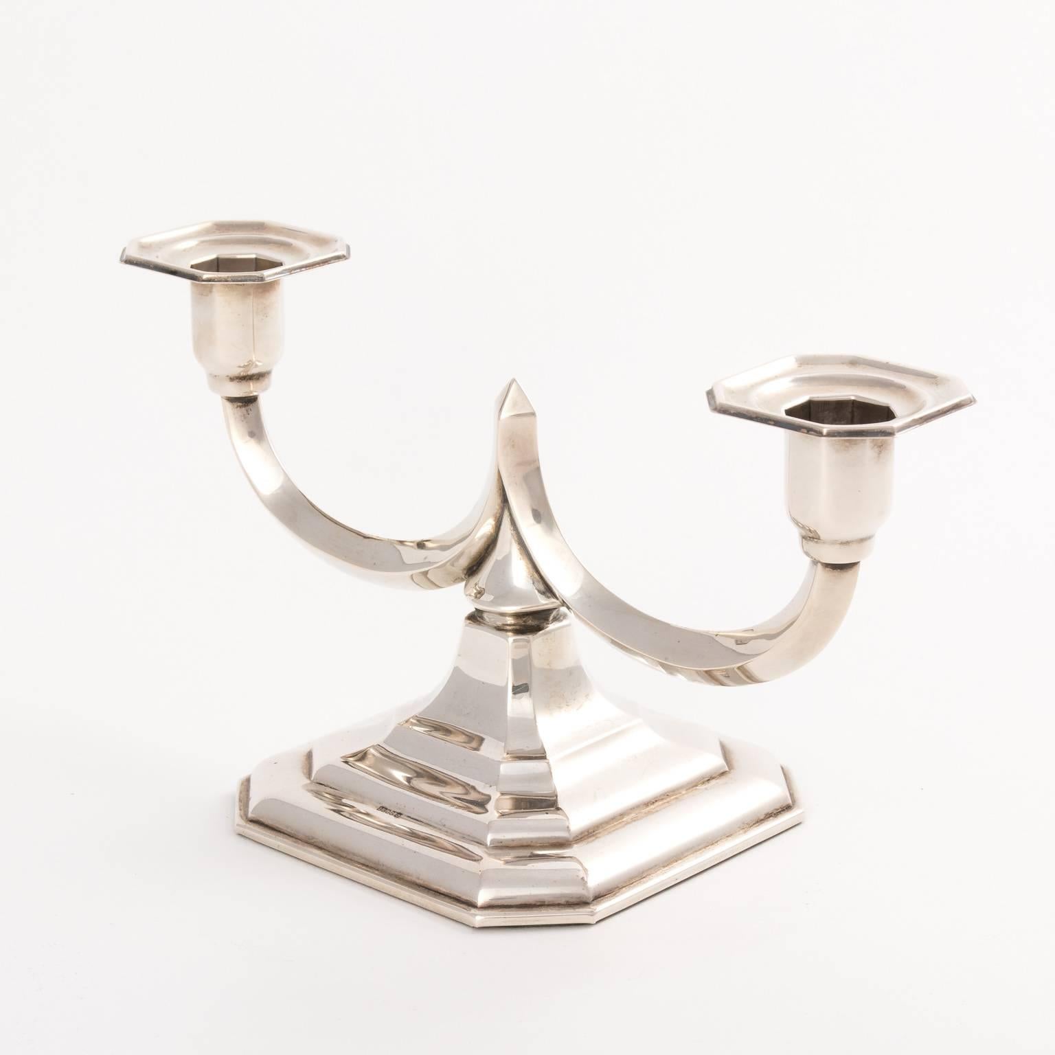 Art Deco Silver Candlesticks In Good Condition In Stamford, CT