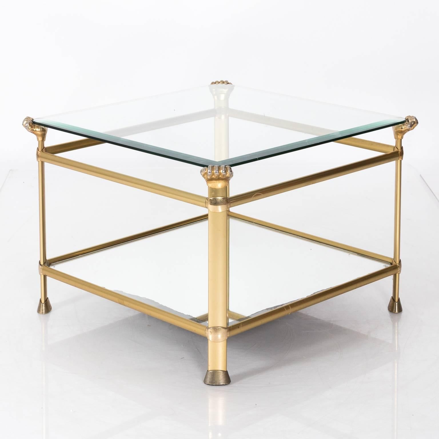Brass Art Nouveau Metal Side Table 