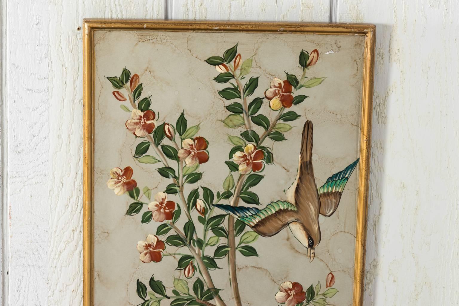 Hand-painted panels, circa late 20th century.
    