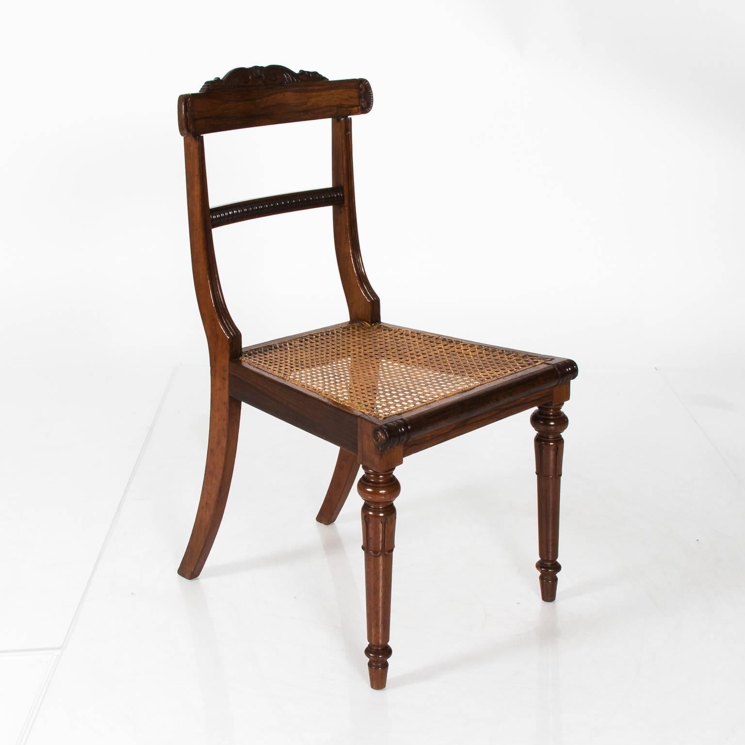 Pair of English rosewood side chairs, circa 1890.
 