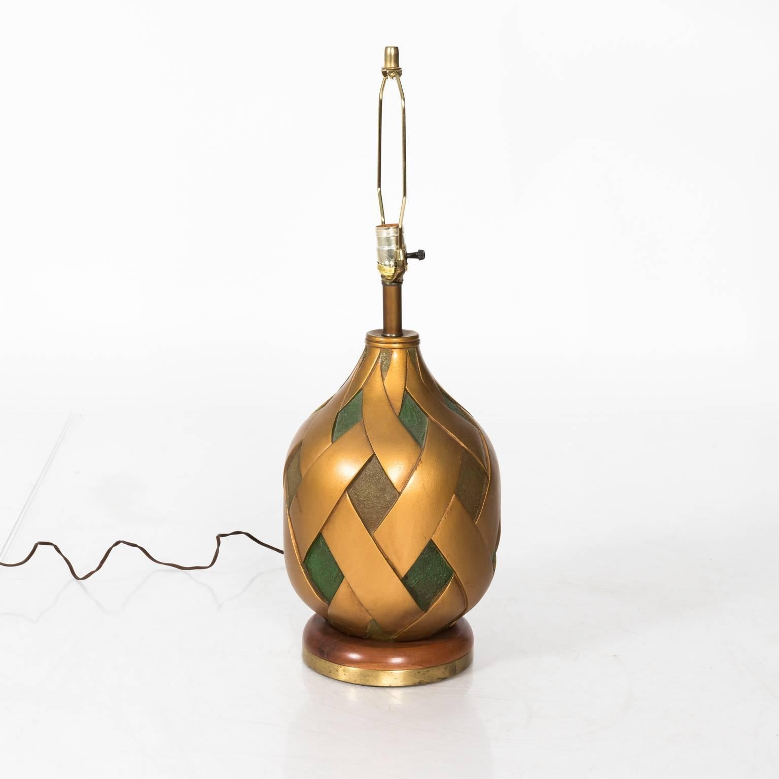 Mid-Century Modern Midcentury Golden and Green Lamps
