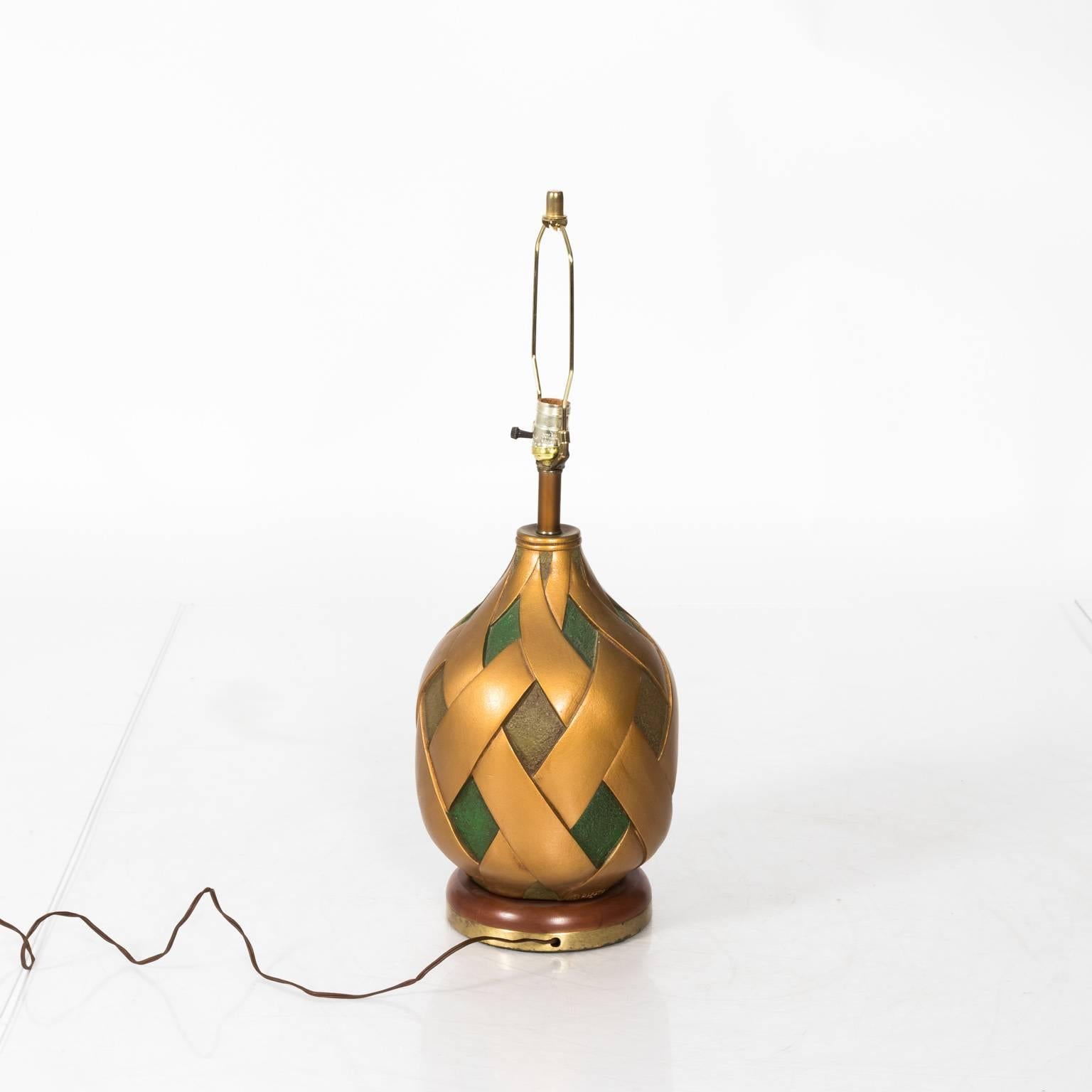 20th Century Midcentury Golden and Green Lamps
