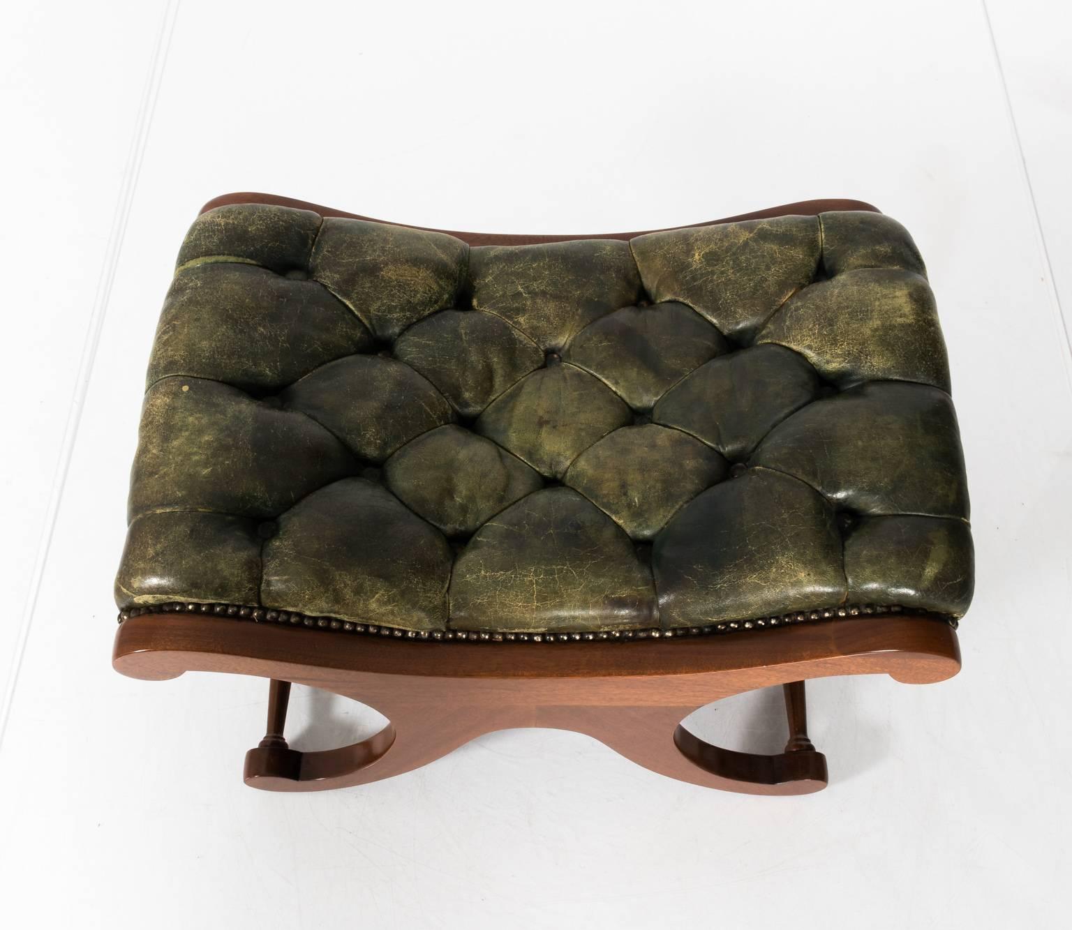 Leather Regency Style Mahogany Footstool