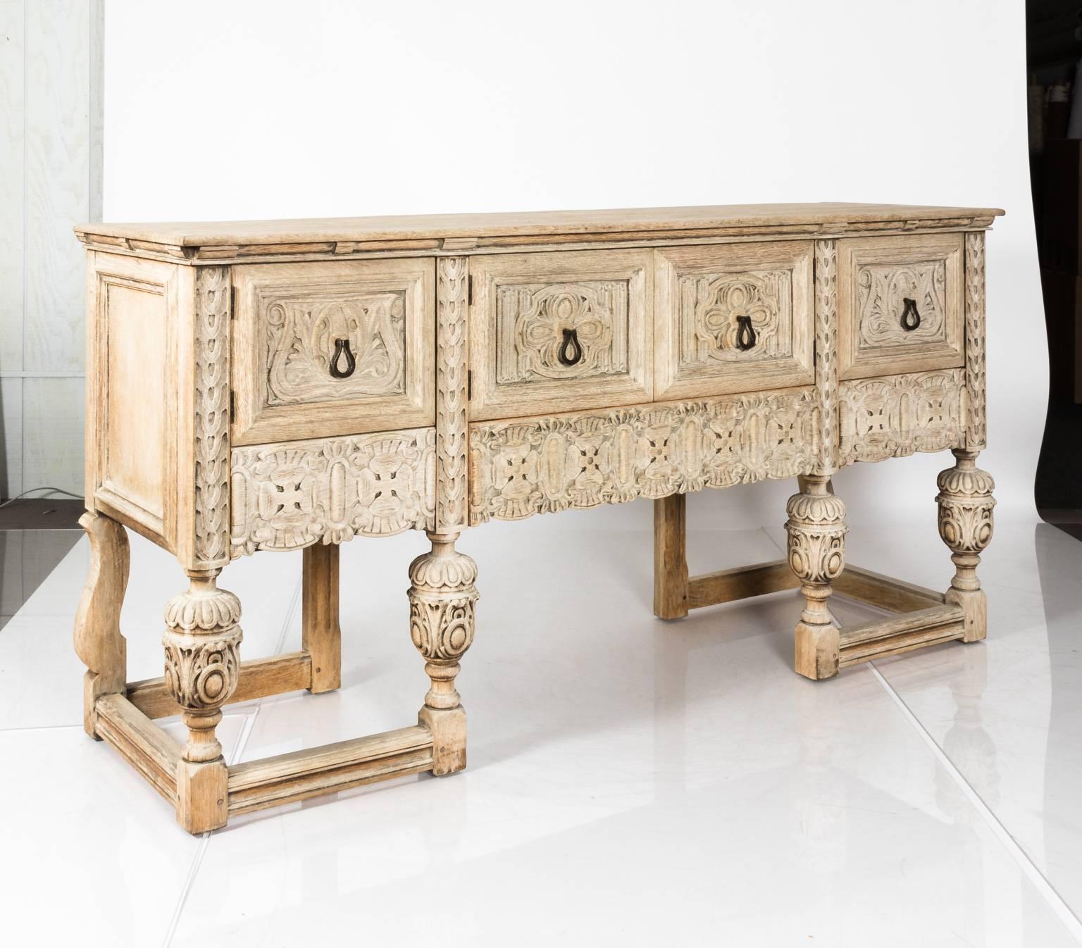 Carved Oak Long Sideboard 3