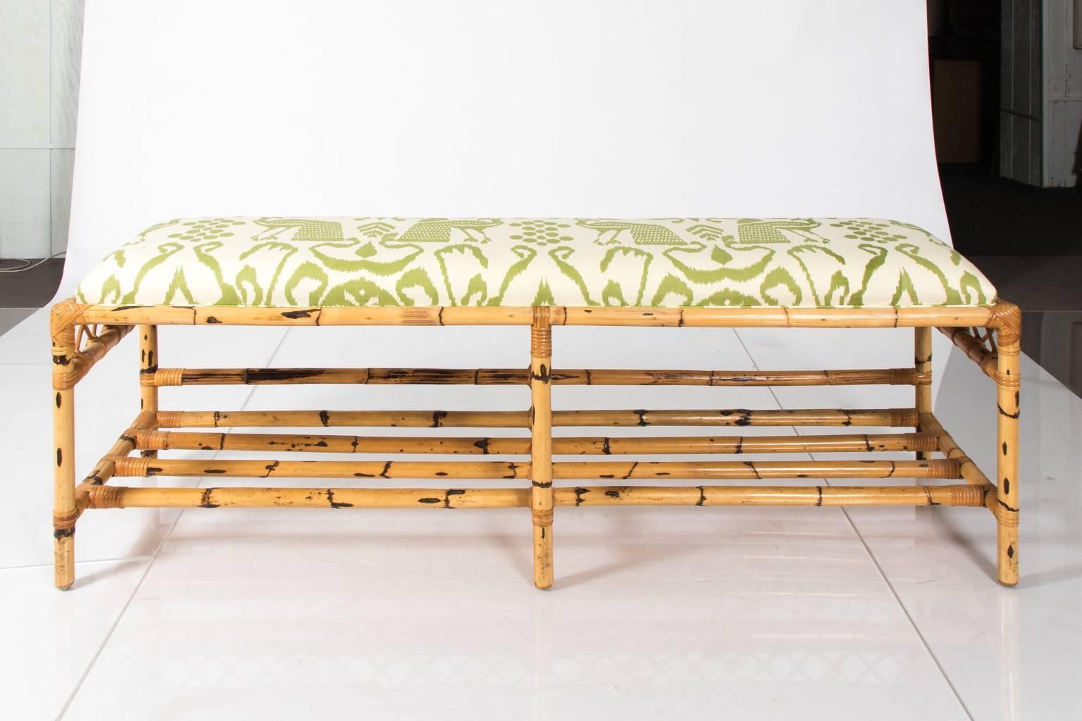 Chinoiserie Midcentury Long Bamboo Bench