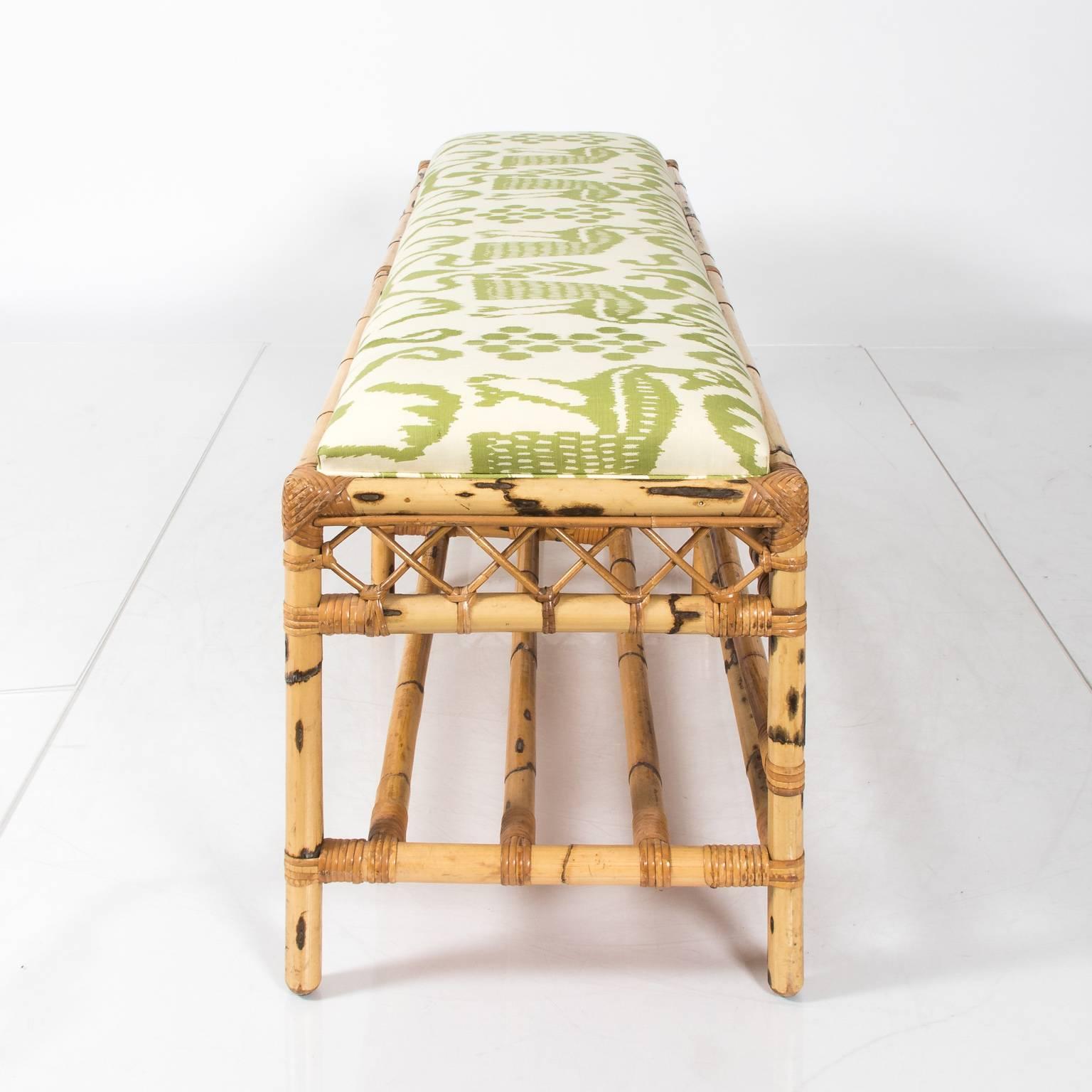 Midcentury Long Bamboo Bench 5