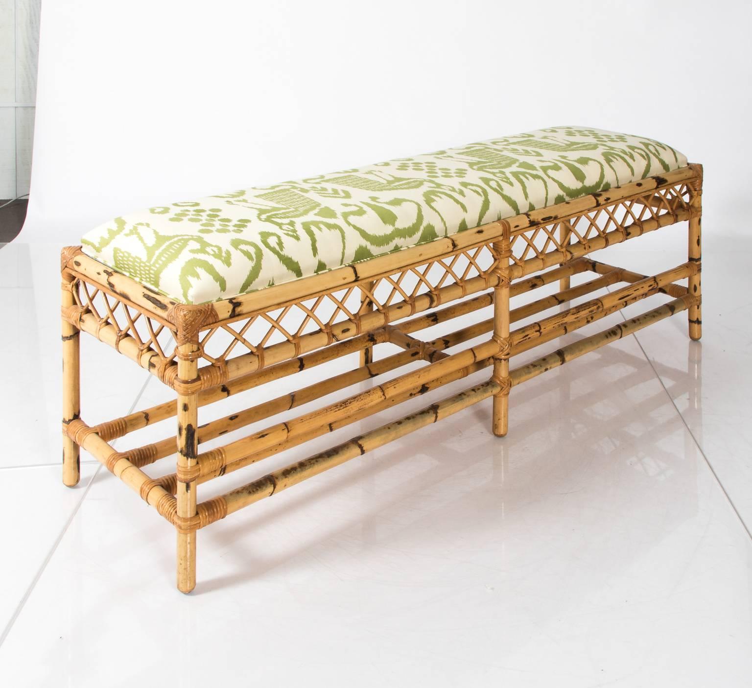 Midcentury Long Bamboo Bench 3