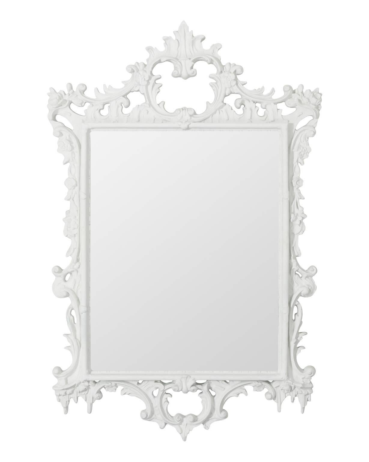 Pair of white painted Rococo style mirrors, circa 1960s.
 