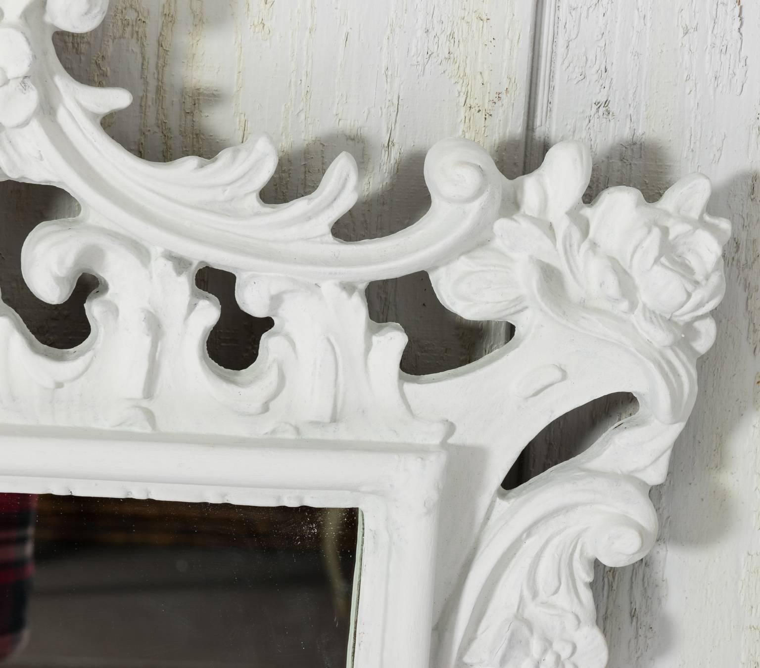 20th Century Pair of White Painted Rococo Style Mirrors