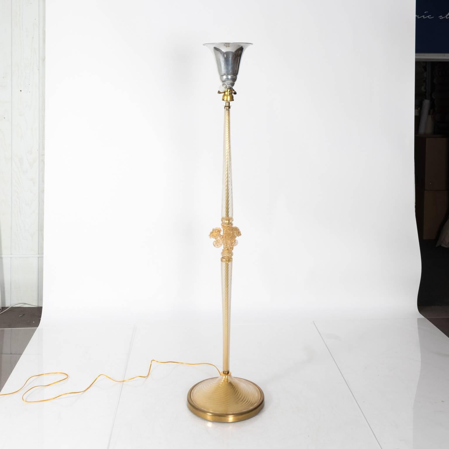 Brass Venetian Glass Floor Lamp