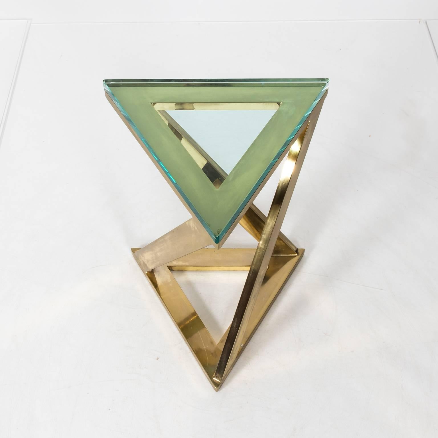 20th Century Brass Triangle Side Table, circa 1970