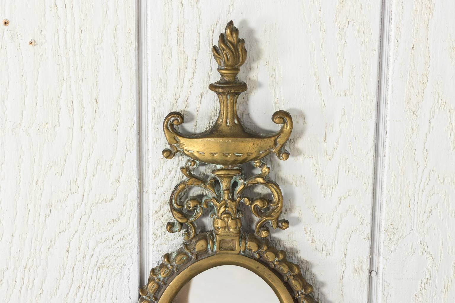 Brass Pair of 19th Century Neoclassical Sconces For Sale
