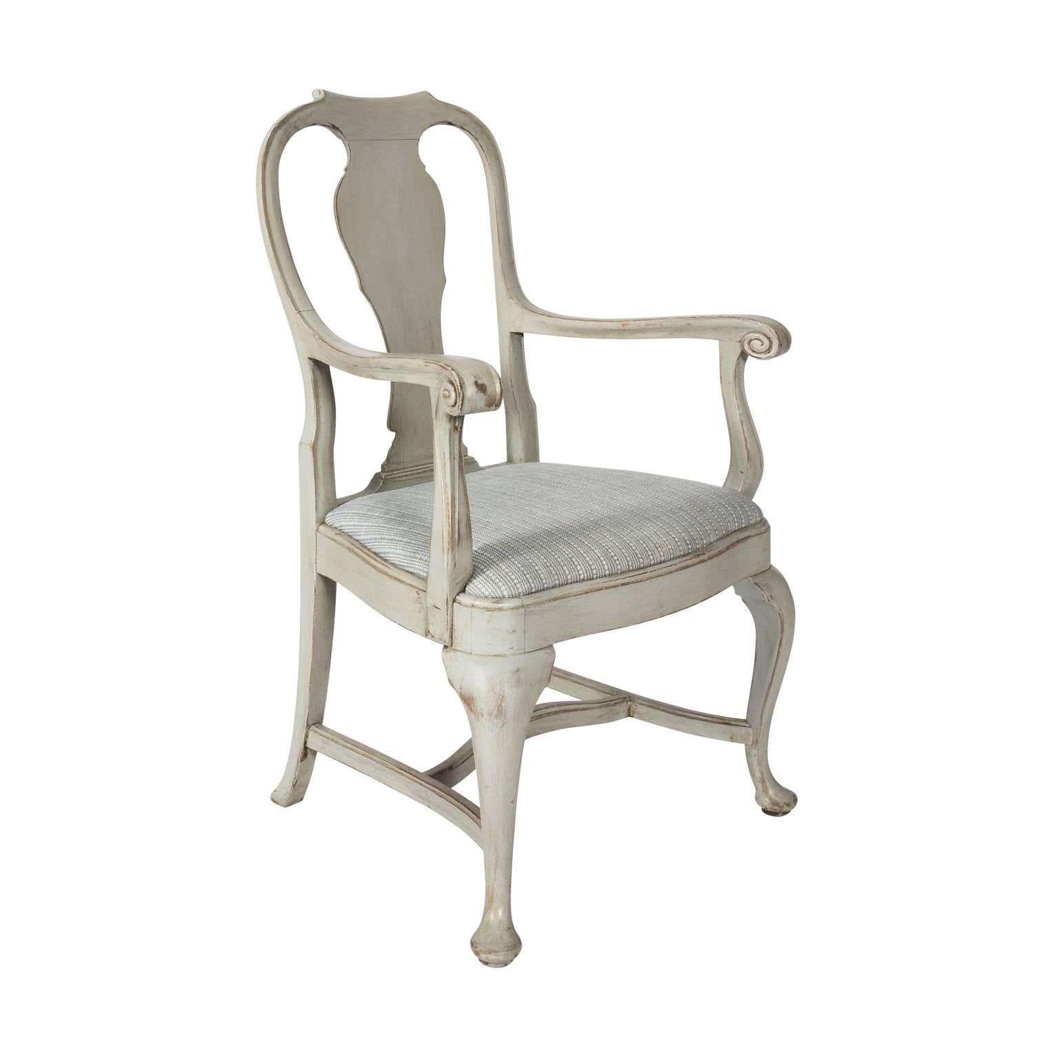 Painted Pair of Early 20th Century Queen Ann Style Armchairs For Sale