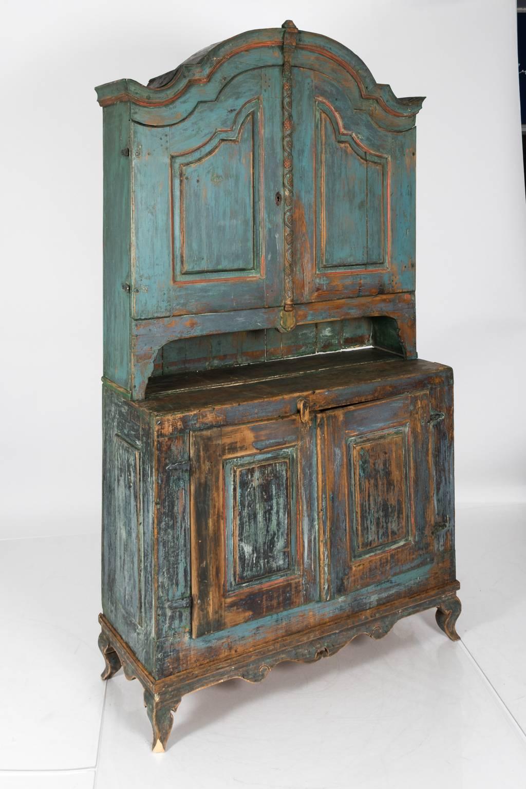 Blue Painted Provincial Cabinet For Sale 4