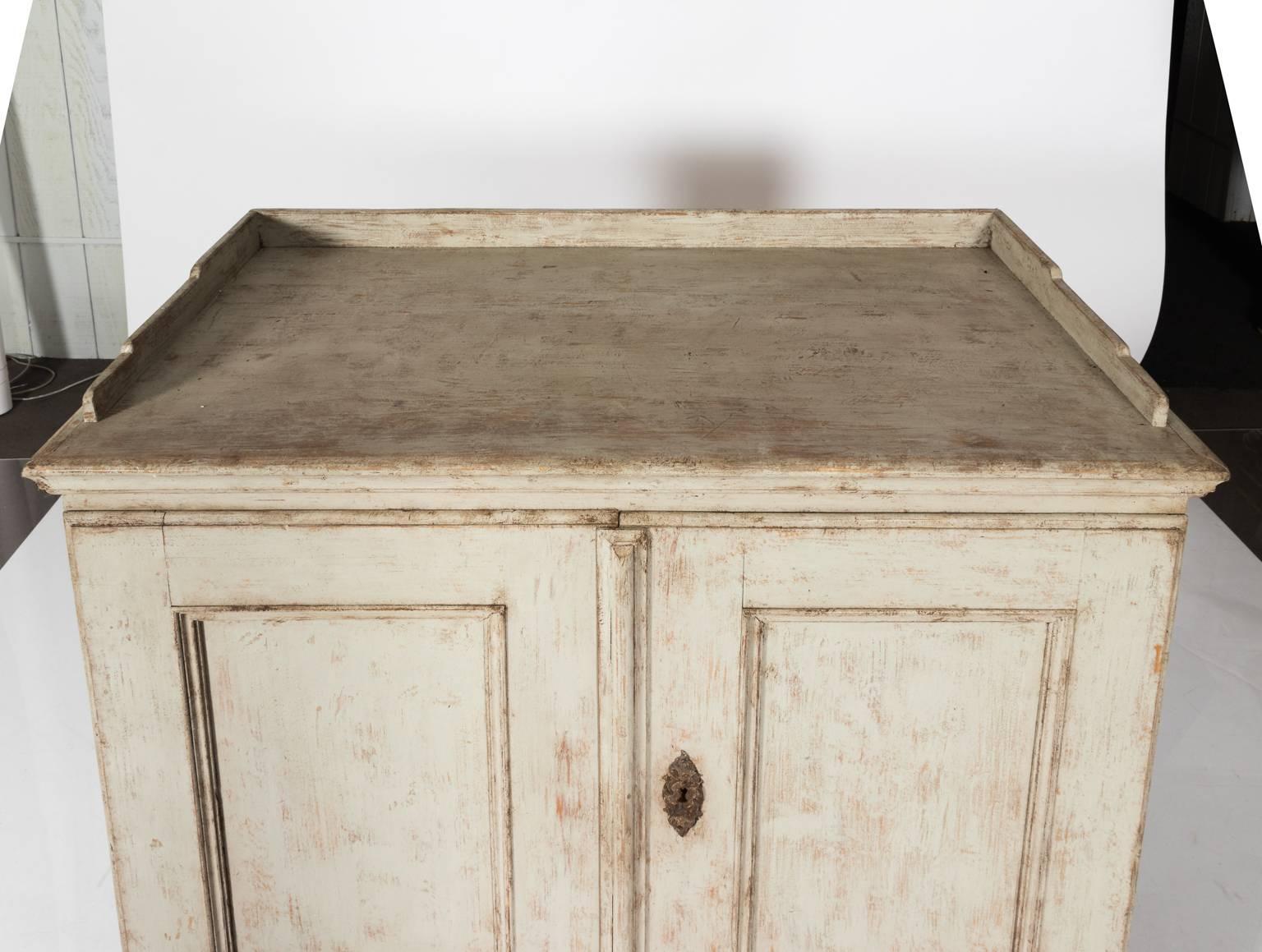 Painted Pair of 18th Century, Swedish Two-Door Cabinets For Sale