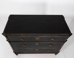 Pair of 19th Century Black Gustavian Commodes