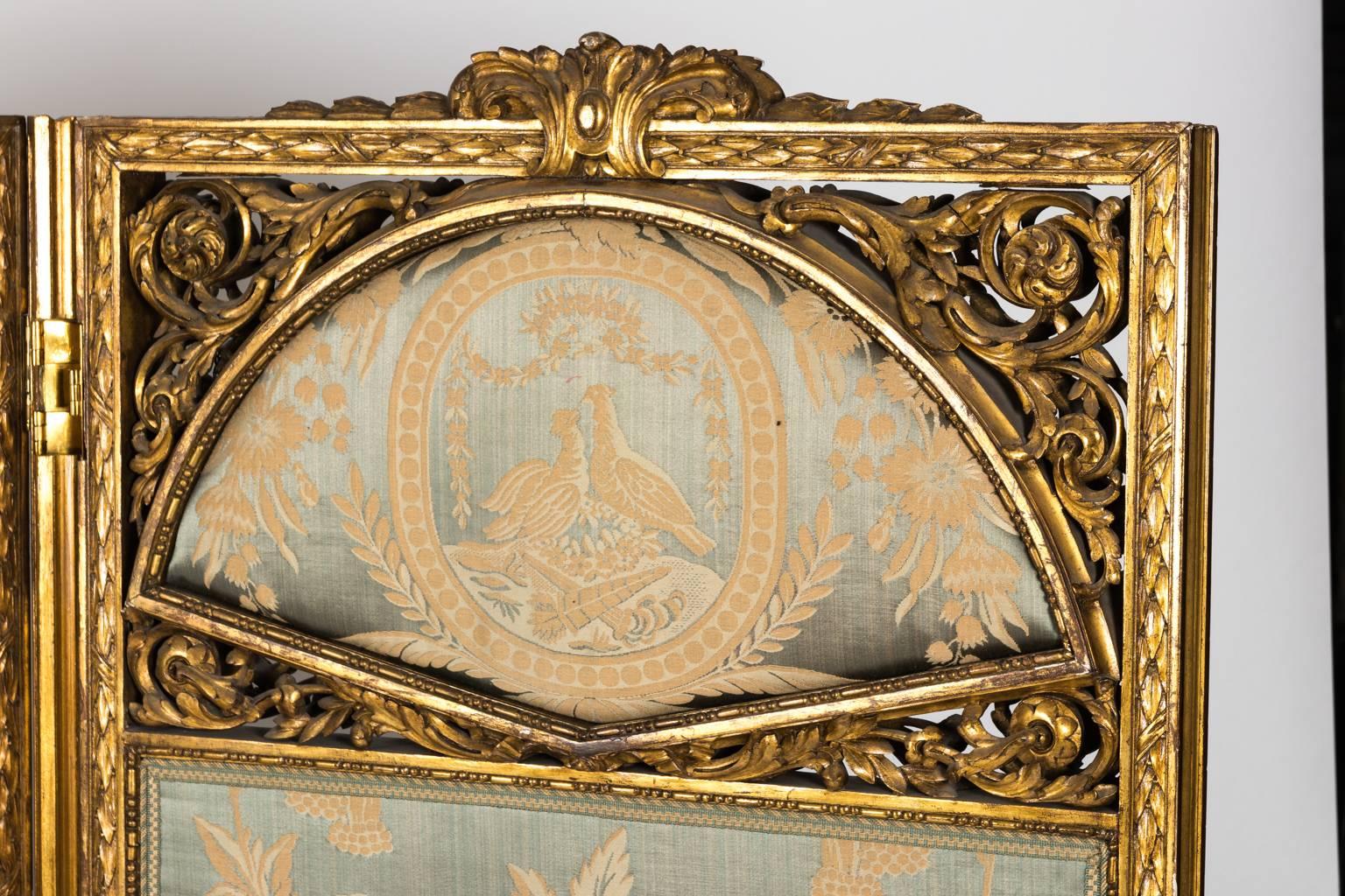 French giltwood Louis XVI-style dressing screen.
  