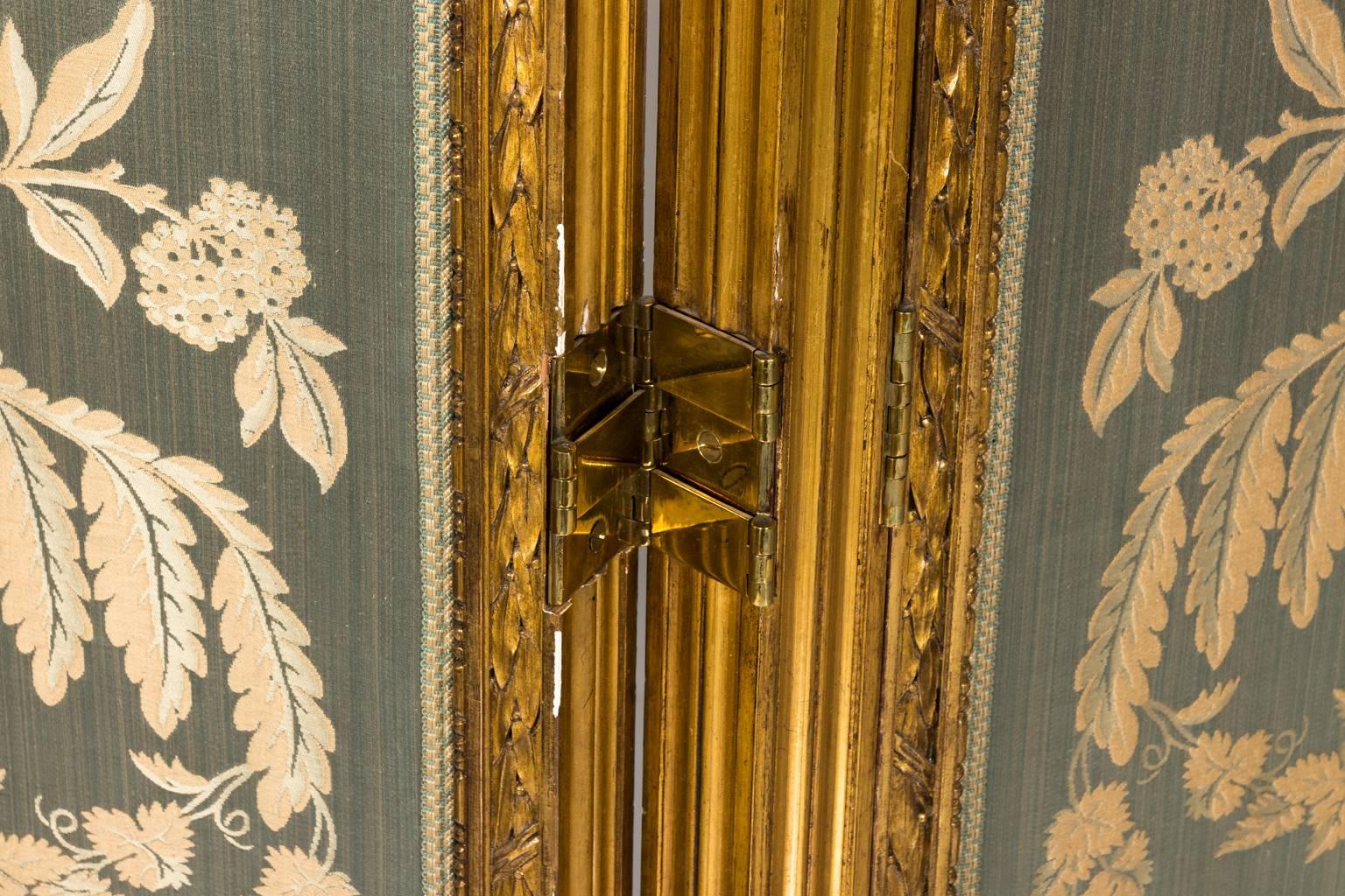 Louis XVI French Three-Panel Giltwood Dressing Screen