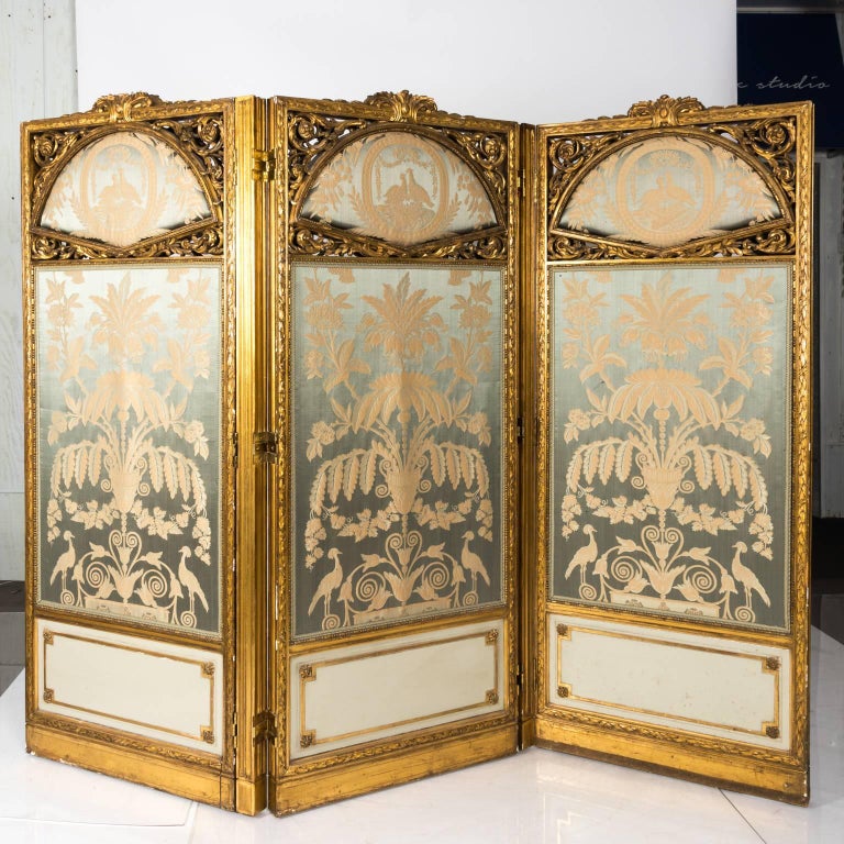 French ThreePanel Giltwood Dressing Screen at 1stDibs