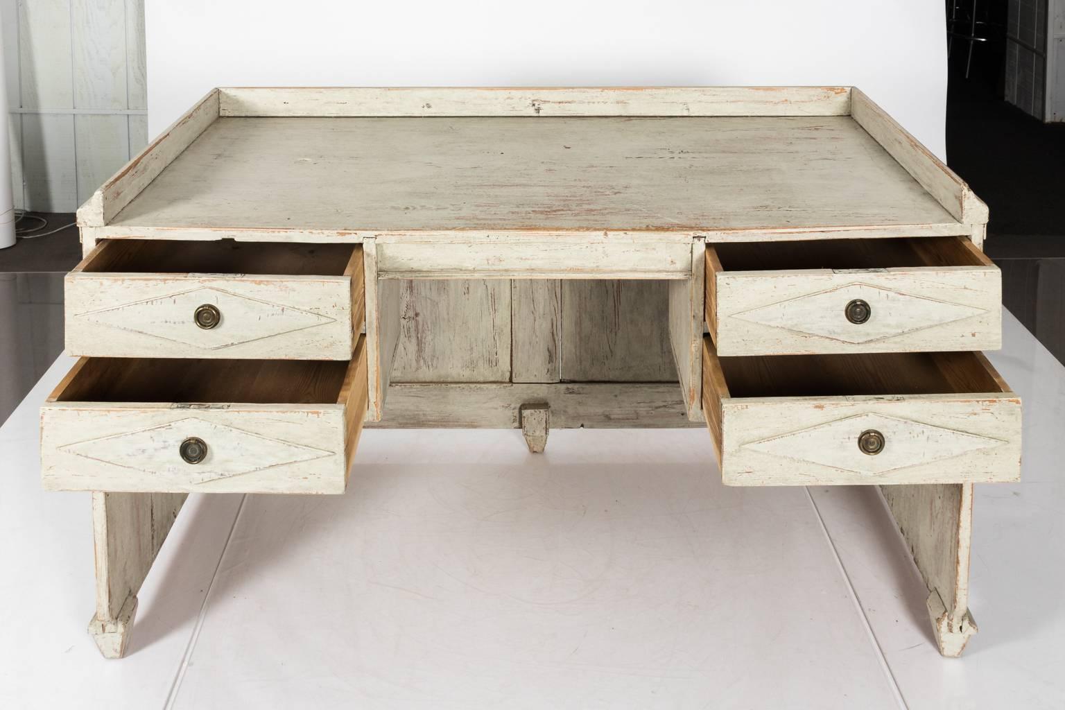 19th Century Gray-Painted Gustavian Desk 4