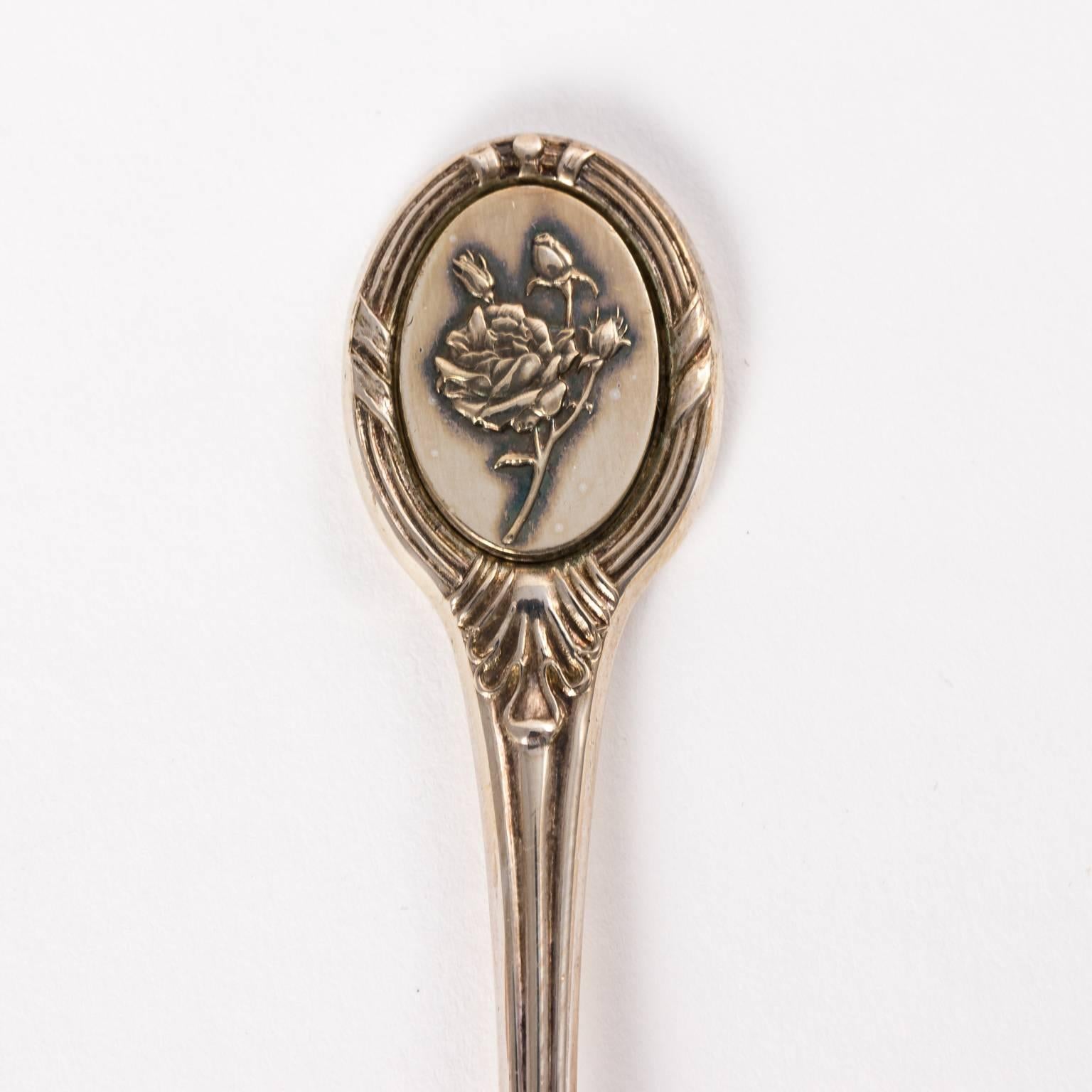 Royal Horticultural Society 12 Flower Spoons in Sterling Silver 3