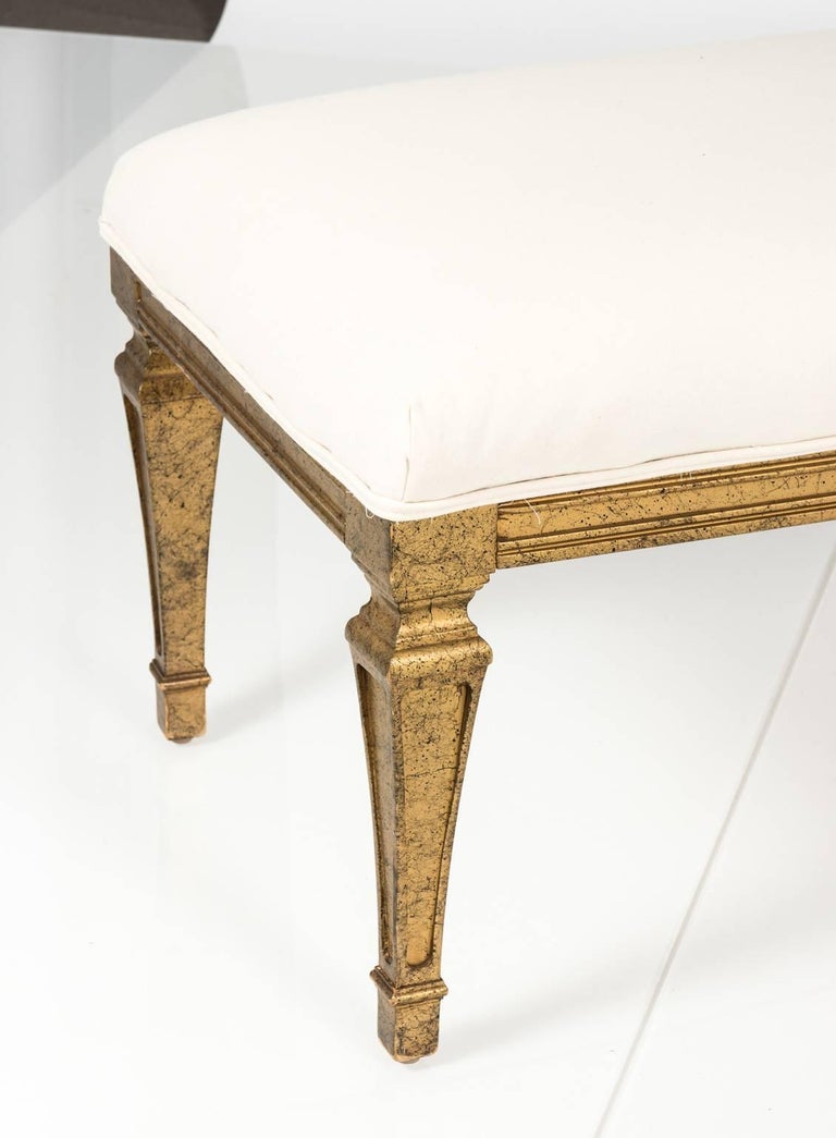 White Upholstered Bench at 1stDibs