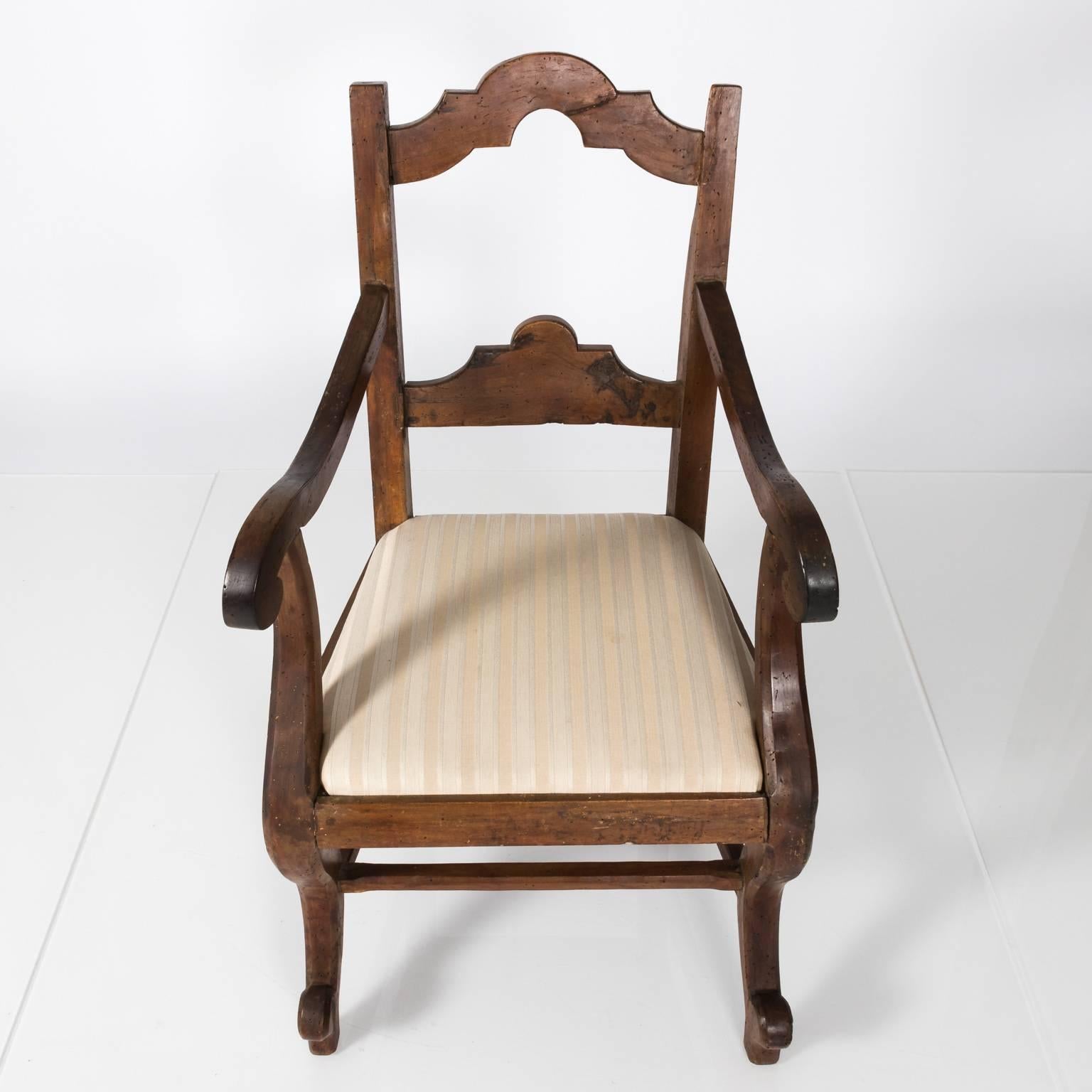 19th Century, Italian Walnut Armchair For Sale 6