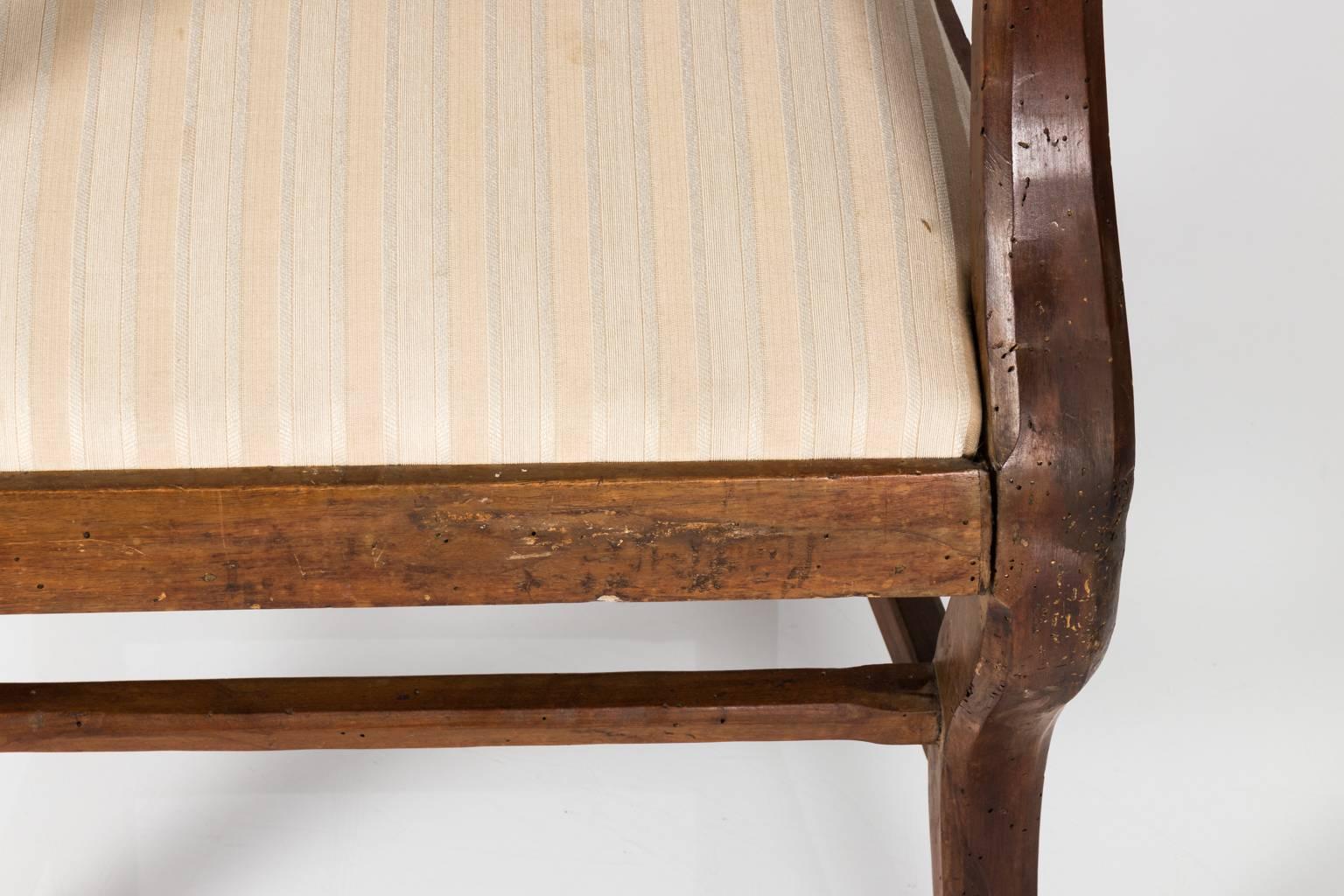 19th Century, Italian Walnut Armchair For Sale 7