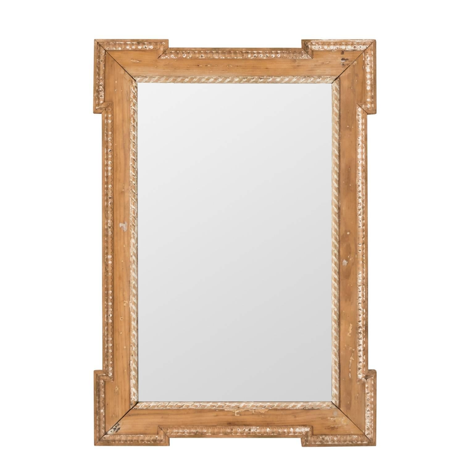 Pair of pine mirrors with dog ear corners, circa late 19th century.
   