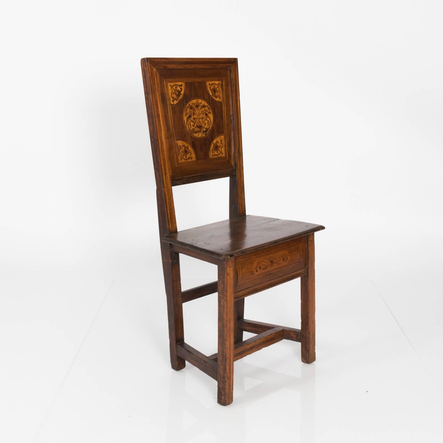 Pair of Italian Walnut Hall Chairs 2