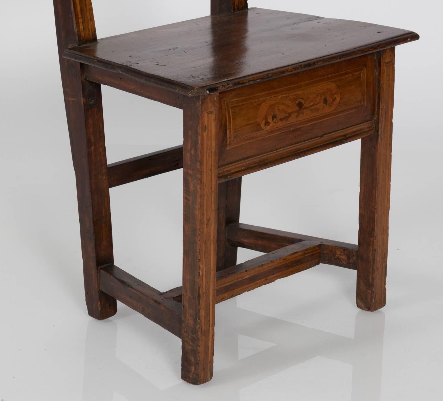 Pair of Italian Walnut Hall Chairs 3