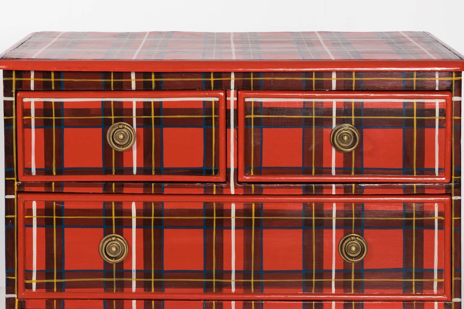 Victorian Plaid Painted Chest 1