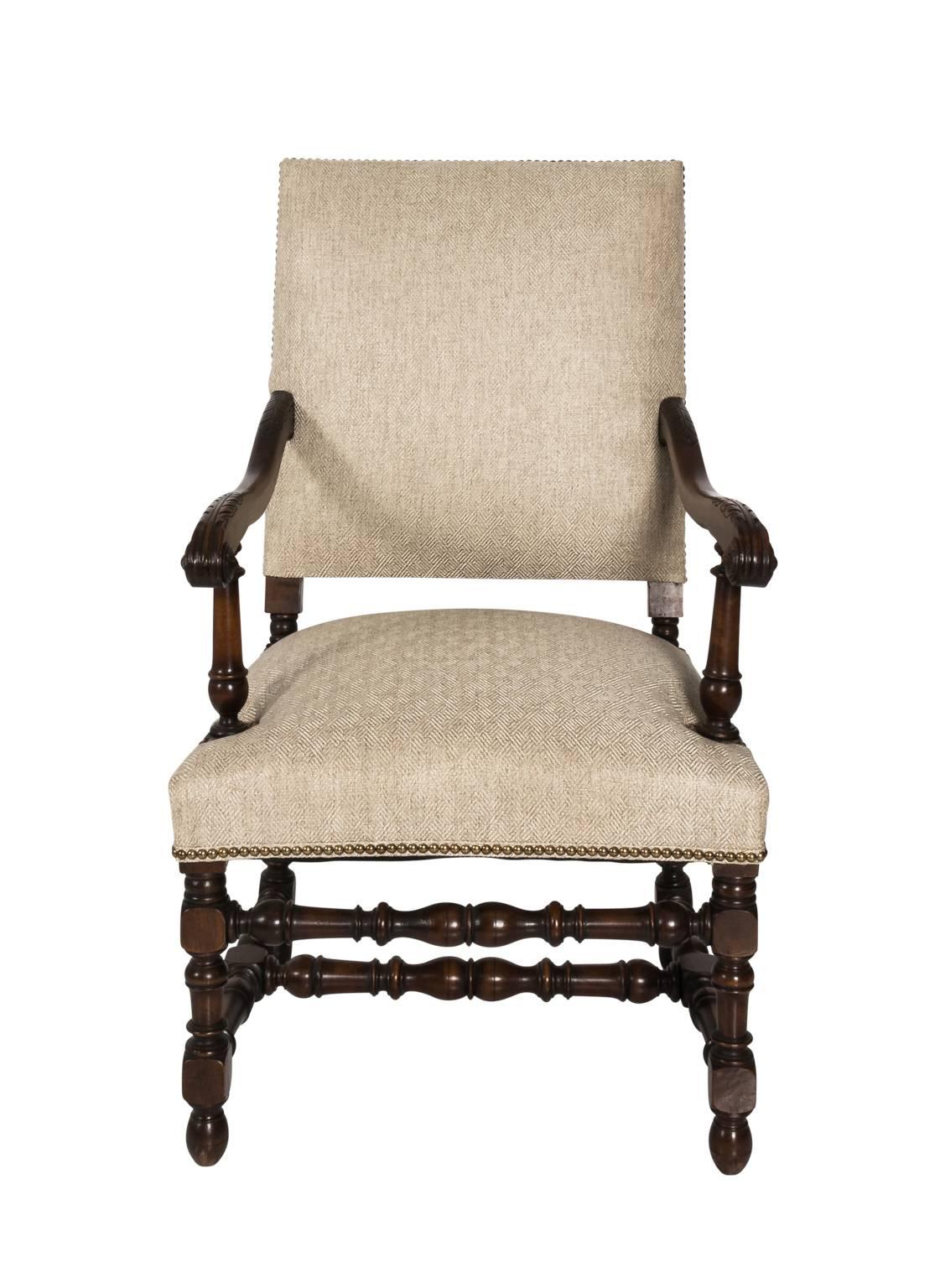 Pair of French walnut armchairs, circa 1860-1880.
 