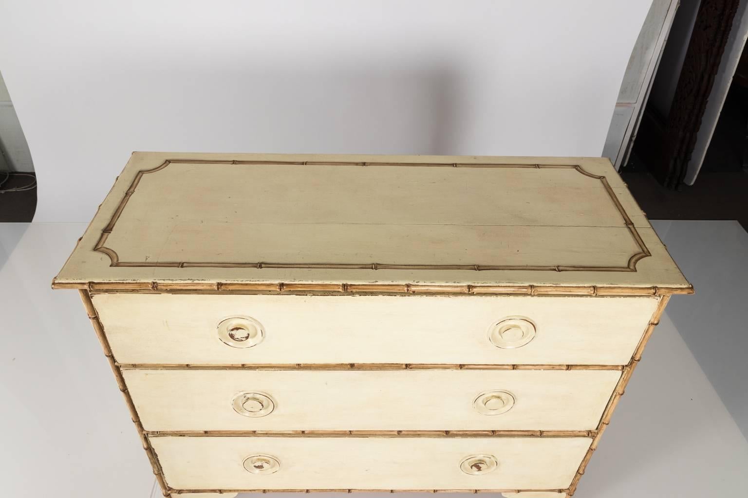 English Faux Bamboo Painted Chest 1