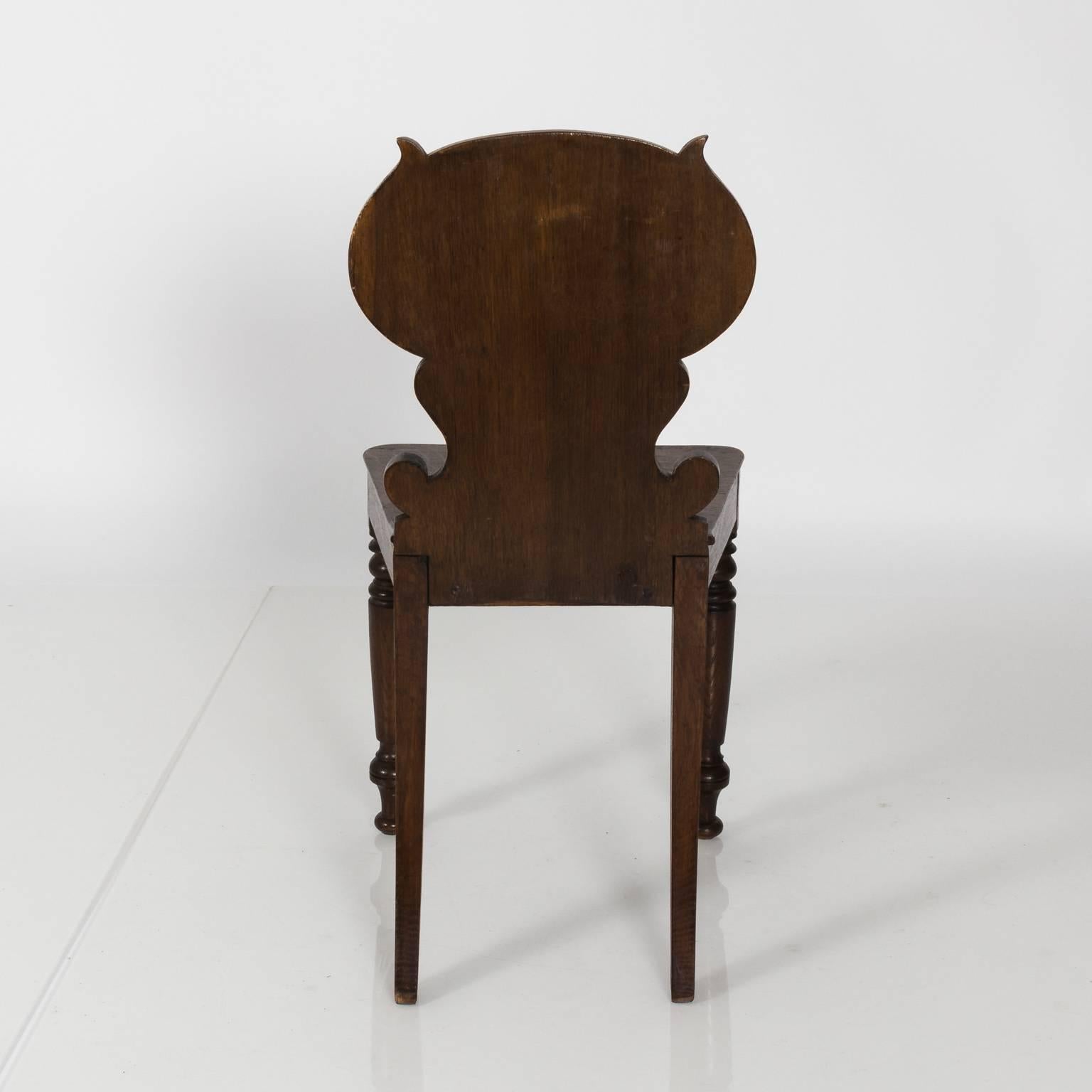 19th Century Pair of English Oak Hall Chairs