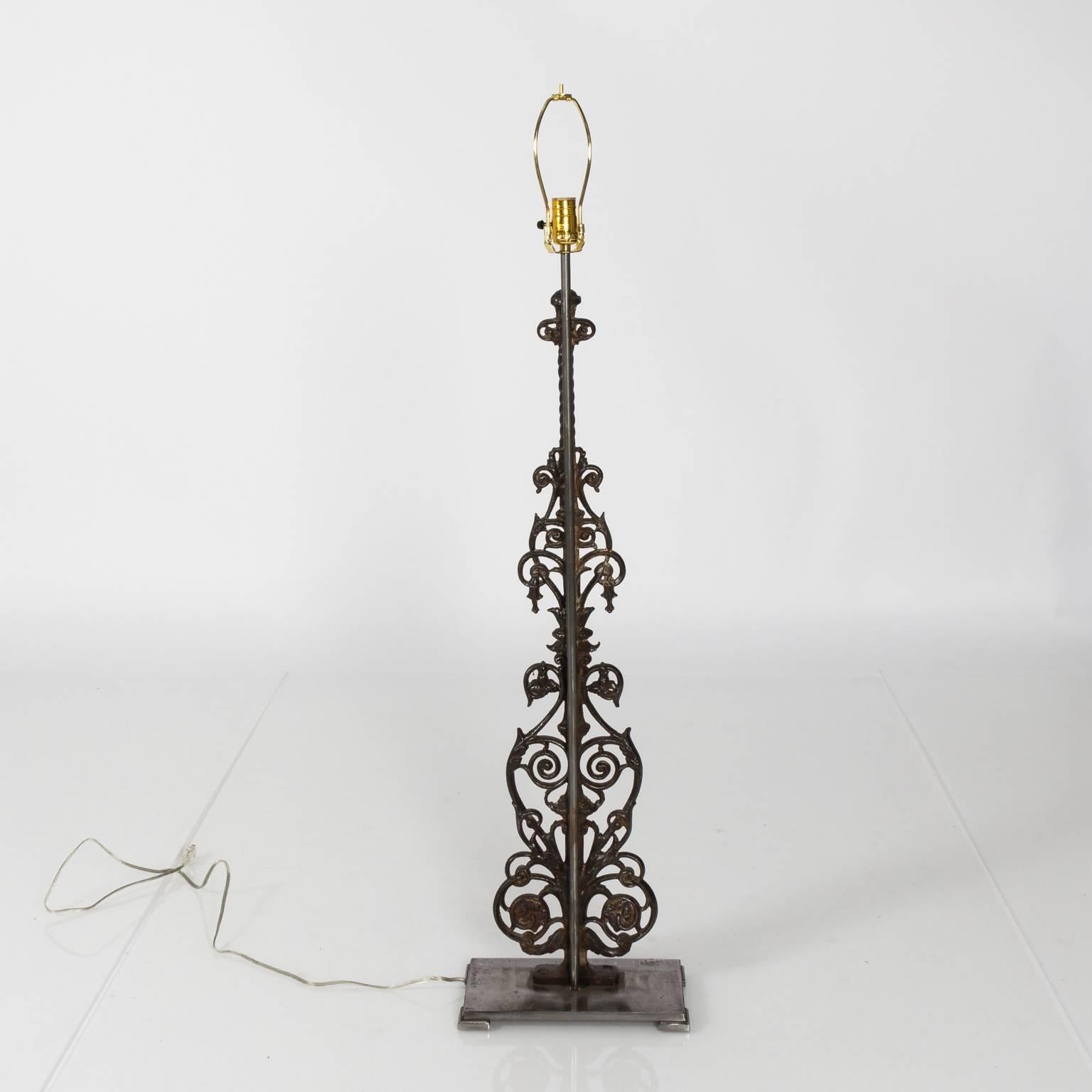 19th Century Pair of French Wrought Iron Lamps