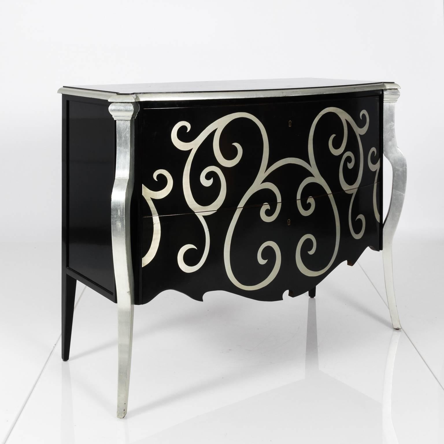 Wood Contemporary Black Lacquer Chest of Drawers For Sale