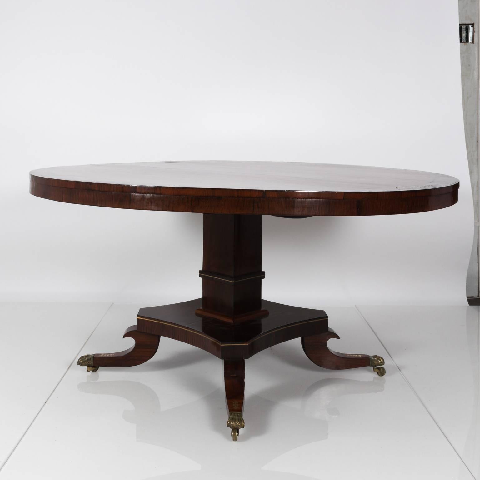 English Regency style rosewood centre table, circa 1820-1830.
 