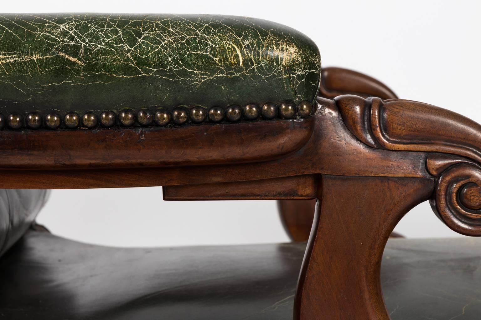 William IV Style Green Leather Chair, circa 1840 3