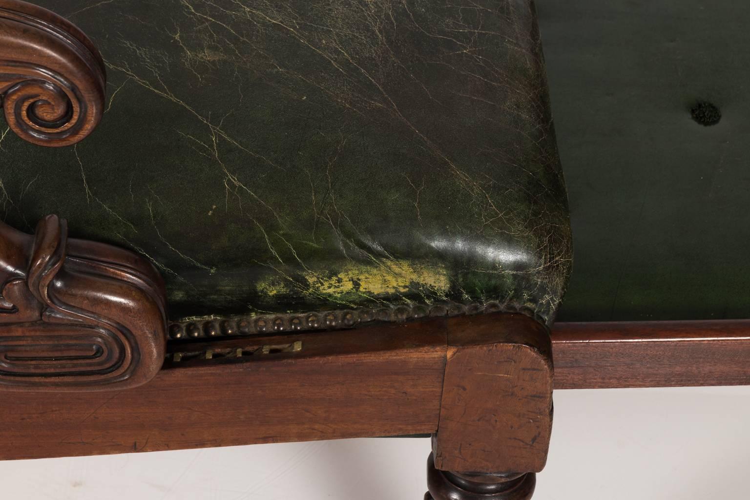 William IV Style Green Leather Chair, circa 1840 2