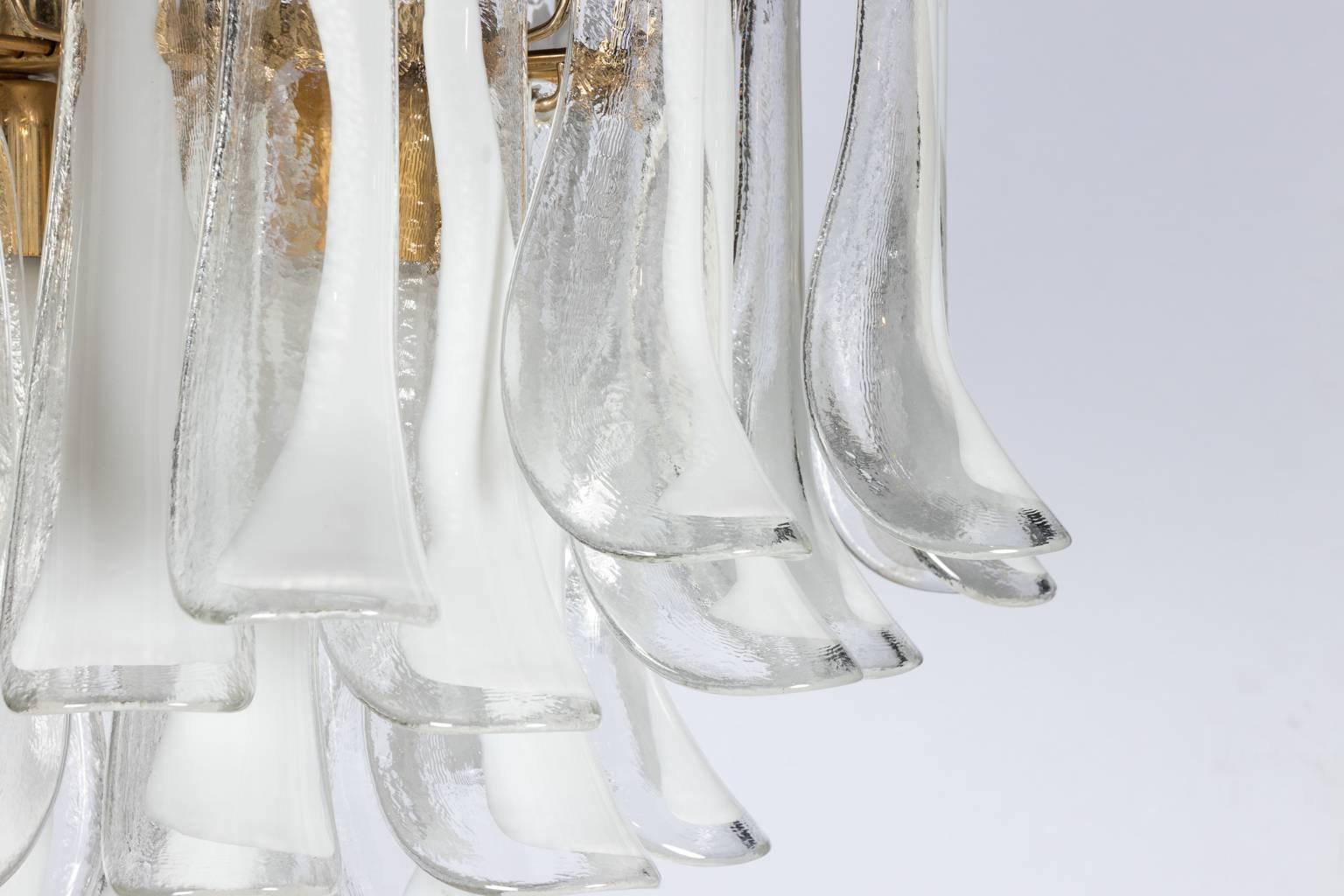 Murano petal glass chandelier from Italy by Mazzega, circa mid-20th century.
 