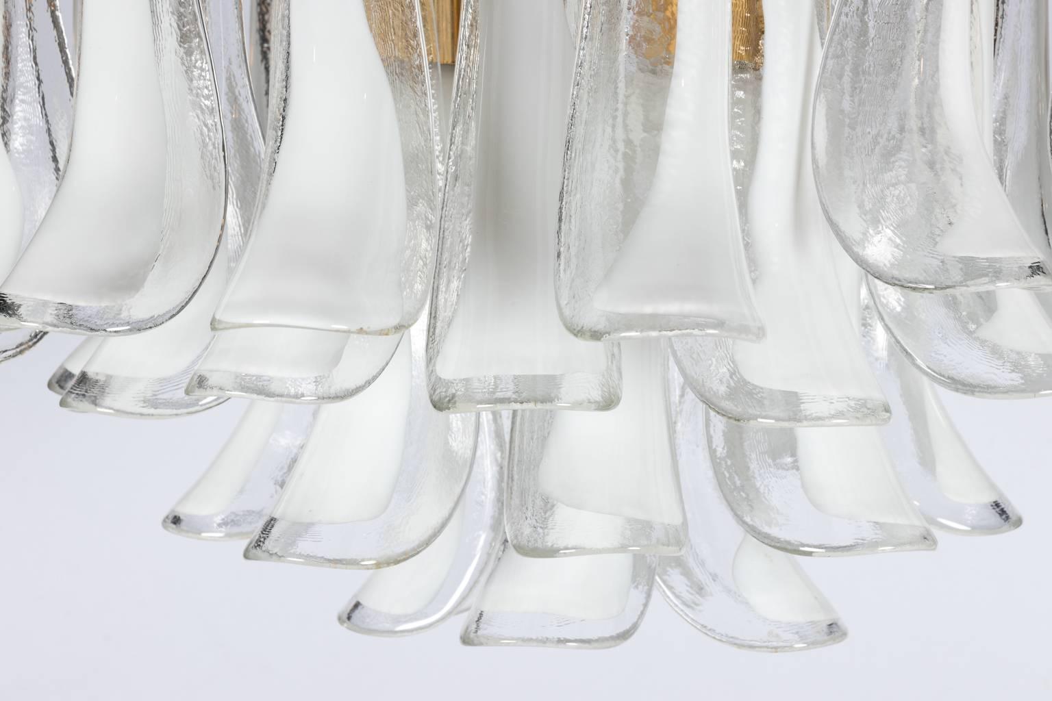 Mid-Century Modern Murano Petal Glass Chandelier by Mazzega