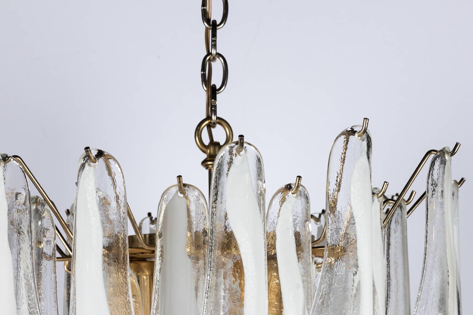 20th Century Murano Petal Glass Chandelier by Mazzega