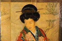 Pintura de mujer en un interior oriental