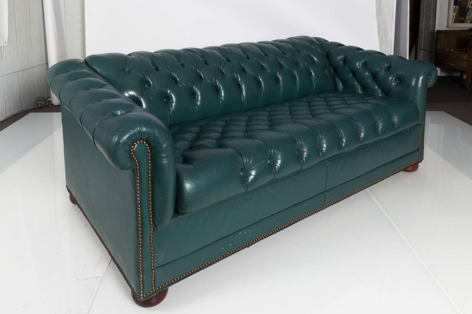 Leather Chesterfield Sofa, circa 1970 1