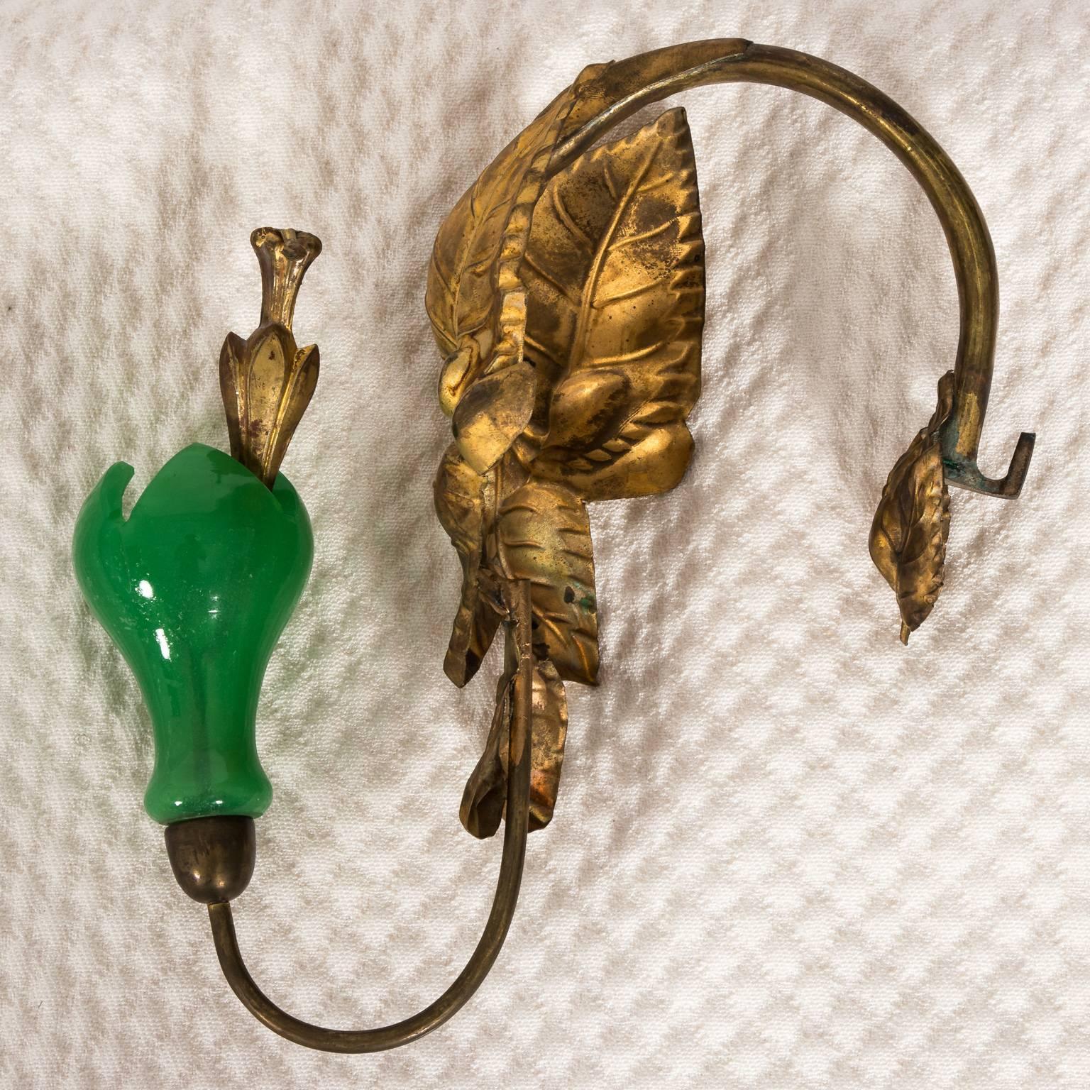 French Glass and Bronze Curtain Tiebacks  For Sale 5